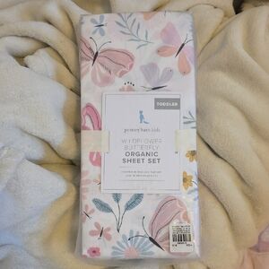 Pottery Barn Kids Butterfly Garden Sheet Set - Pink and White